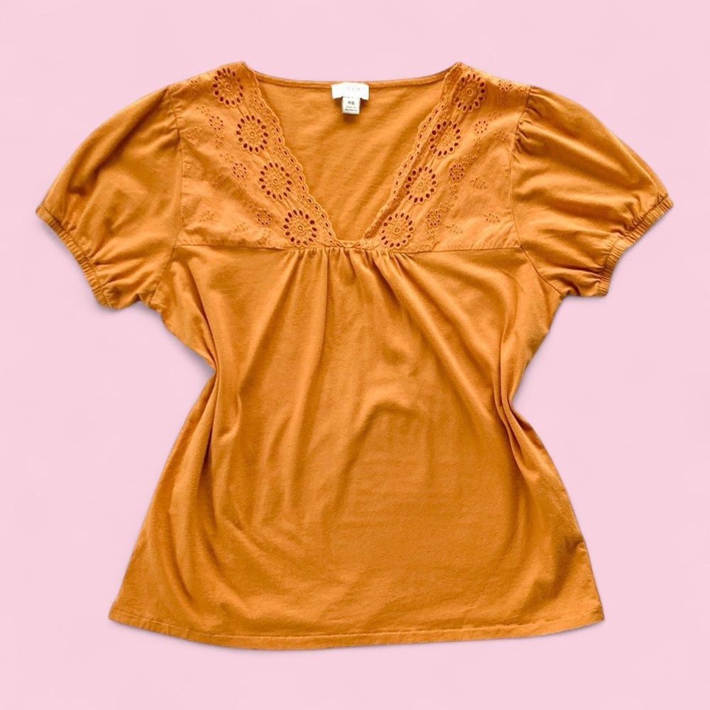Orange 🧡 J.Crew Crochet Peasant Blouse | Size XS | Cottage Core | Loose fit